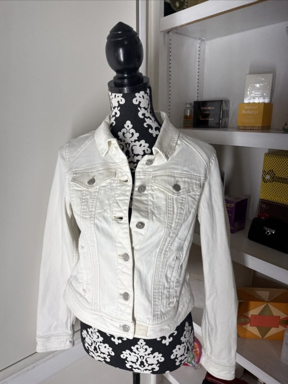 Anthropologie Pilcro White Oversized Denim Jacket Size Small